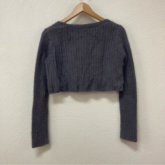 Urban Outfitters Gray Fuzzy Crop Top Cardigan Sz Small SP - Picture 4 of 5